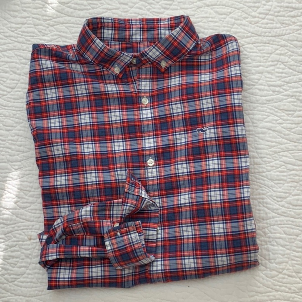 Boys Red and Blue Plaid Shirt